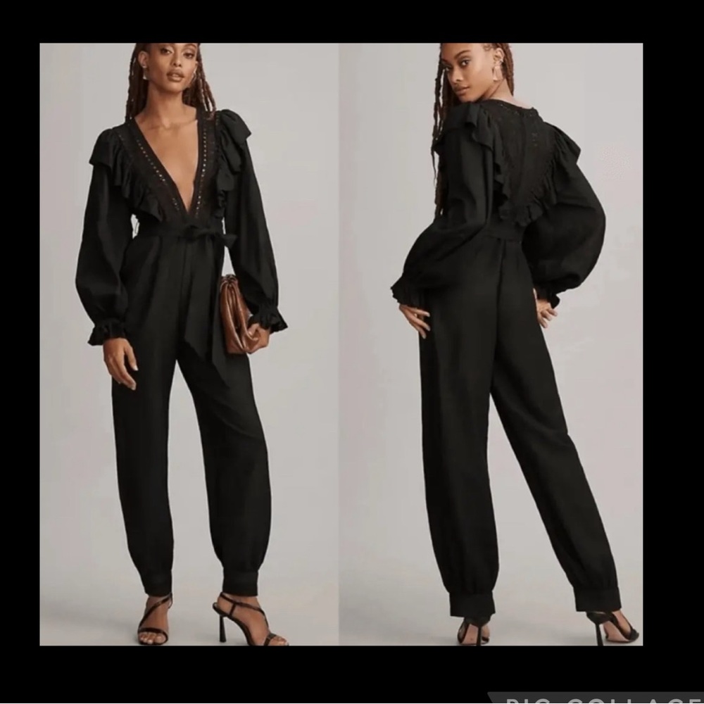 🆕Farm RIO Black Laces And Ruffles Jumpsuit